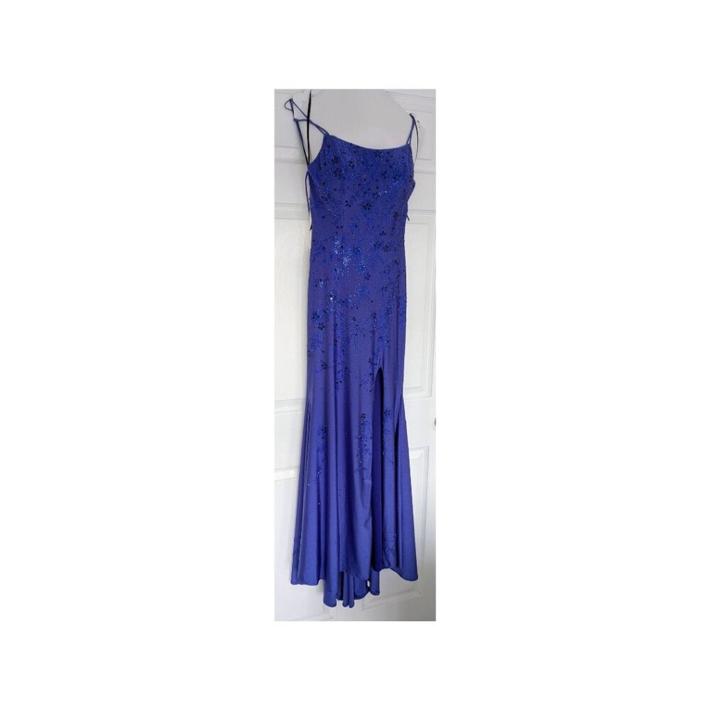 Royal Blue Sequin Lace-Up Back Gown | Size 4 | Boutique Formal Dress - Picture 4 of 6